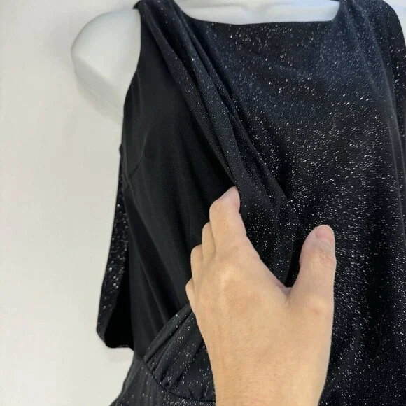 Xscape Sexy Mini Cocktail Dress Charcoal Glitter Cutout Back Bodycon Lined SZ 4 - Picture 4 of 16